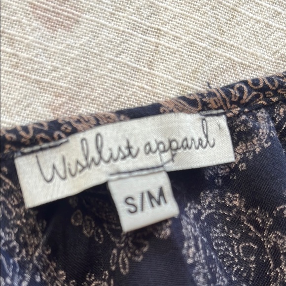 Wishlist Black and Cream Paisley Ruffled Bohemian Hippie Mini Dress - Picture 2 of 13